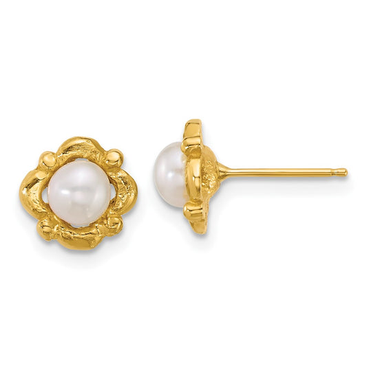 Shop Stylish 14K Gold Polished Pearl Button Earrings - 4-5mm Freshwater Gems