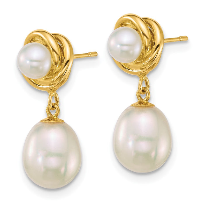 Exclusive 14K Gold Pearl Dangle Earrings - Stylish 4-5mm & 7-8mm Design-2
