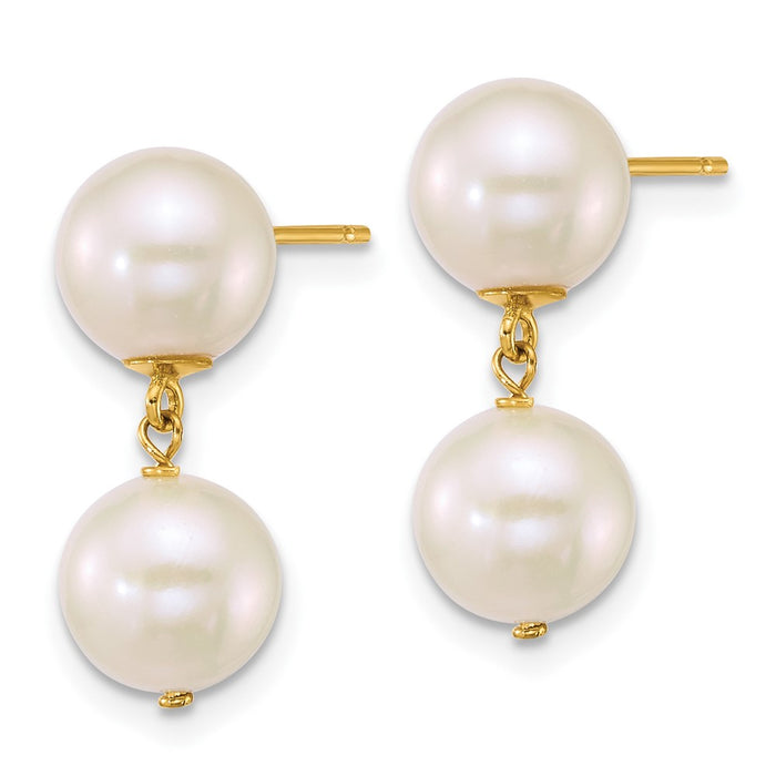 Exclusive 14K Gold Dangle Earrings with 7-8mm White Freshwater Pearls-2
