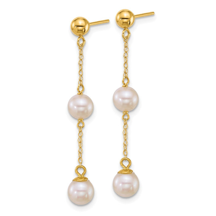 Shop Stylish 14K Gold Double Pearl Dangle Earrings - 5-6mm Freshwater Luxury-2