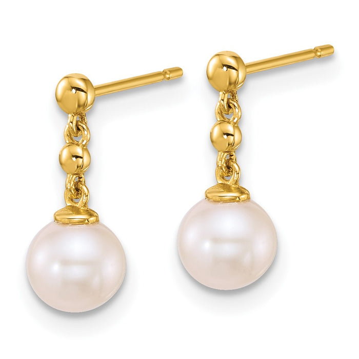 High-Quality 14K Gold Pearl Dangle Earrings - 6-7mm, Stylish & Affordable-2