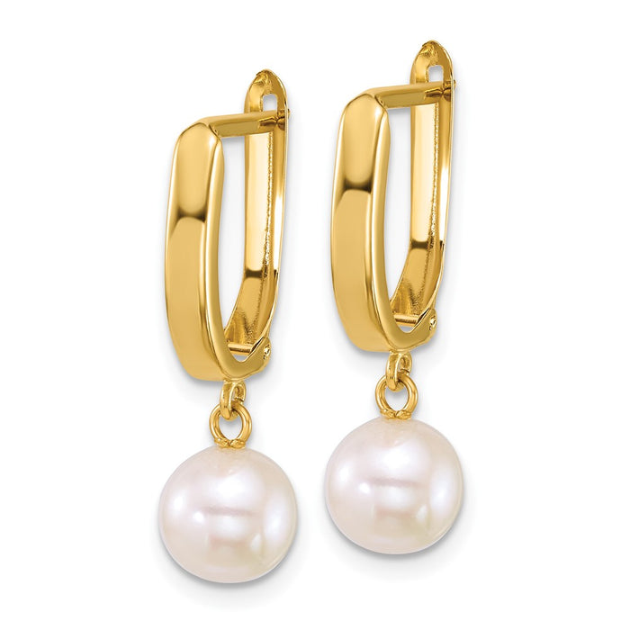Shop Stylish 14K Gold Dangle Hoop Earrings with 7-8mm Freshwater Pearls-2