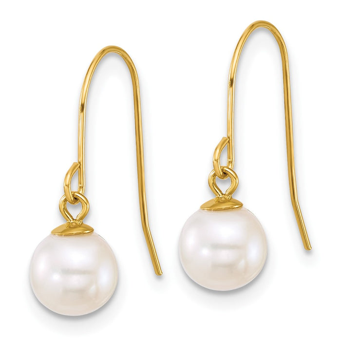 Shop Stylish 14K Gold Polished Pearl Dangle Earrings - 6-7mm, Affordable Luxury!-2