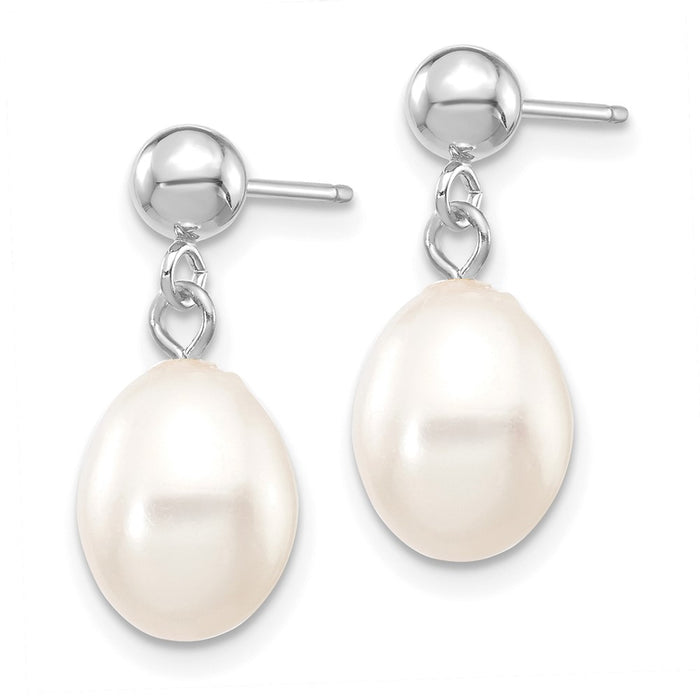 Buy Stylish 14K White Gold Dangle Earrings with 7-8mm Freshwater Pearls-2