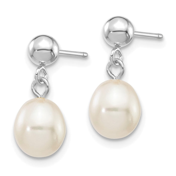 Designer 14K White Gold Dangle Earrings with 6-7mm Pearls - Stylish Value!-2