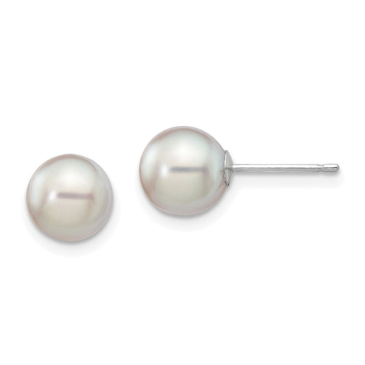 Exclusive 14K White Gold Grey Akoya Pearl Earrings 7-8mm - Stylish Value