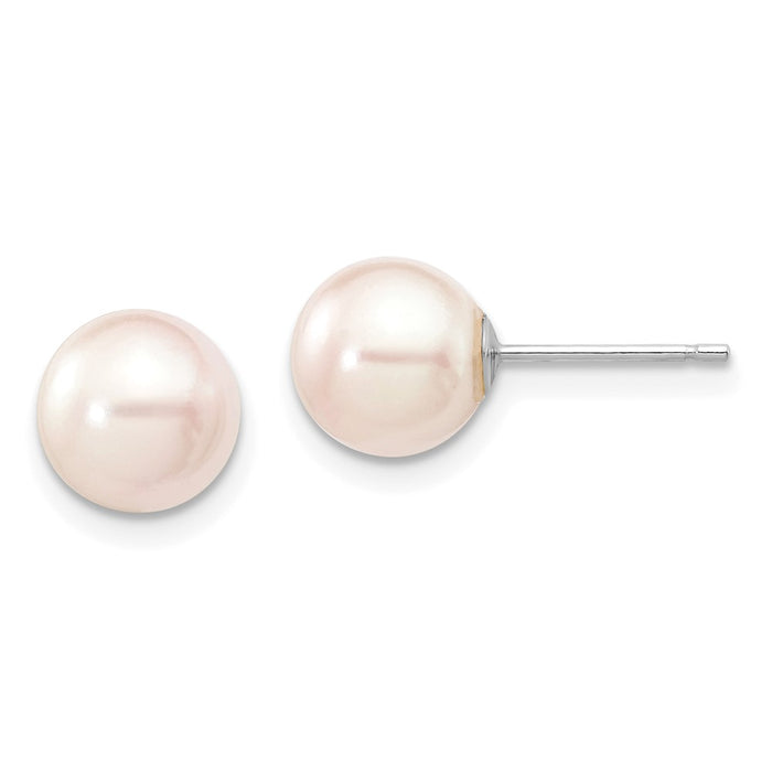Shop Stylish 14K White Gold 7-8mm Akoya Pearl Stud Earrings - Affordable Luxury-1