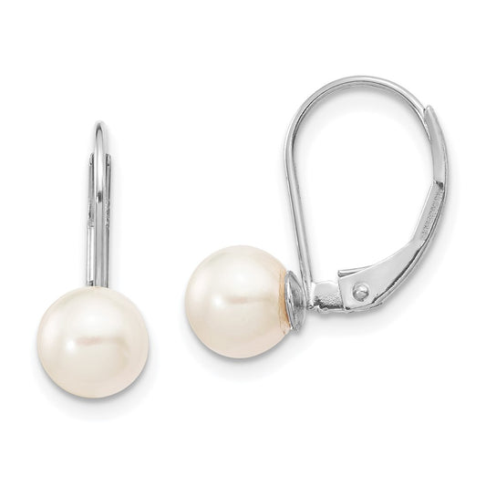 Shop Stylish 14K White Gold Leverback Earrings with 6-7mm Akoya Pearls