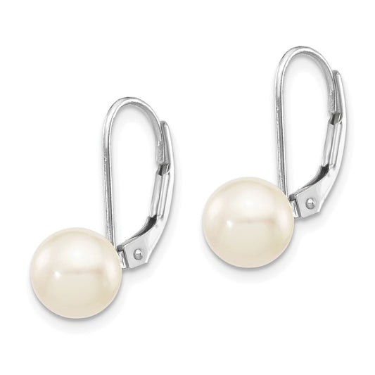 Shop Stylish 14K White Gold Leverback Earrings with 7-8mm Akoya Pearls