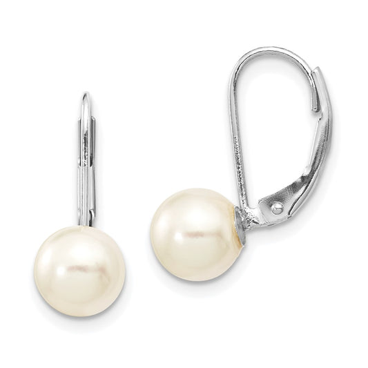 Shop Stylish 14K White Gold Leverback Earrings with 7-8mm Akoya Pearls