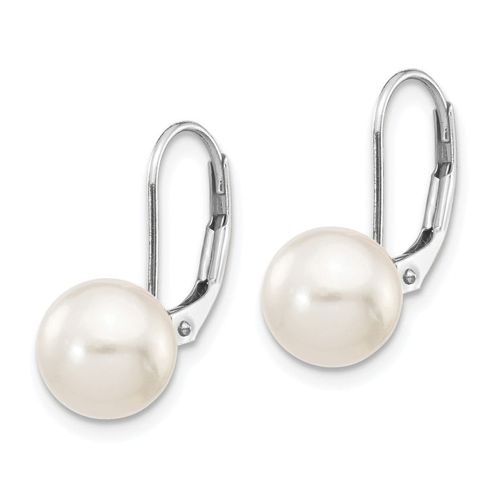 Shop Stylish 14K White Gold Leverback Earrings with 8-9mm Akoya Pearls-2