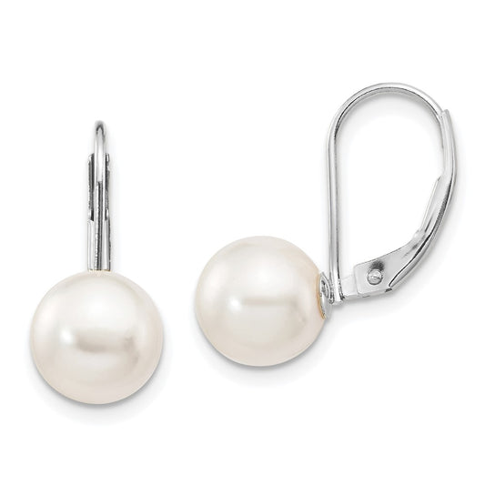 Shop Stylish 14K White Gold Leverback Earrings with 8-9mm Akoya Pearls