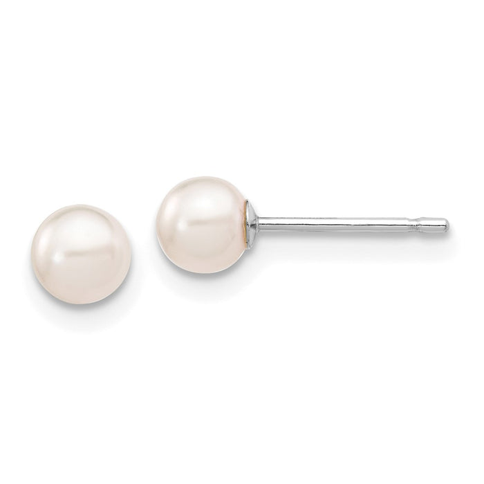 Shop Stylish 14K White Gold Round Akoya Pearl Earrings - 4-5mm, Luxury Value-1