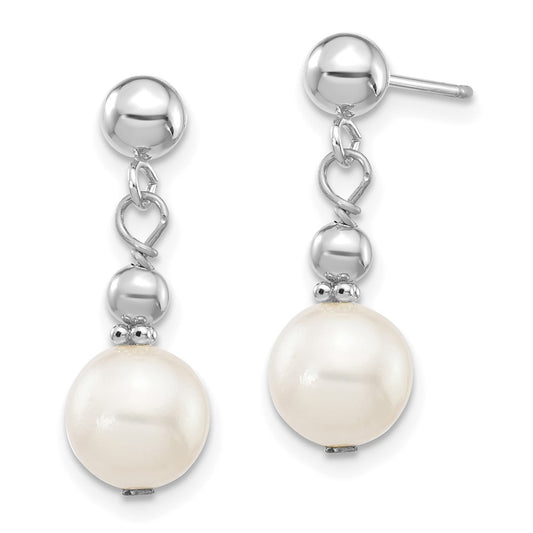 Shop Stylish 14K White Gold Dangle Earrings with 7-8mm Freshwater Pearls