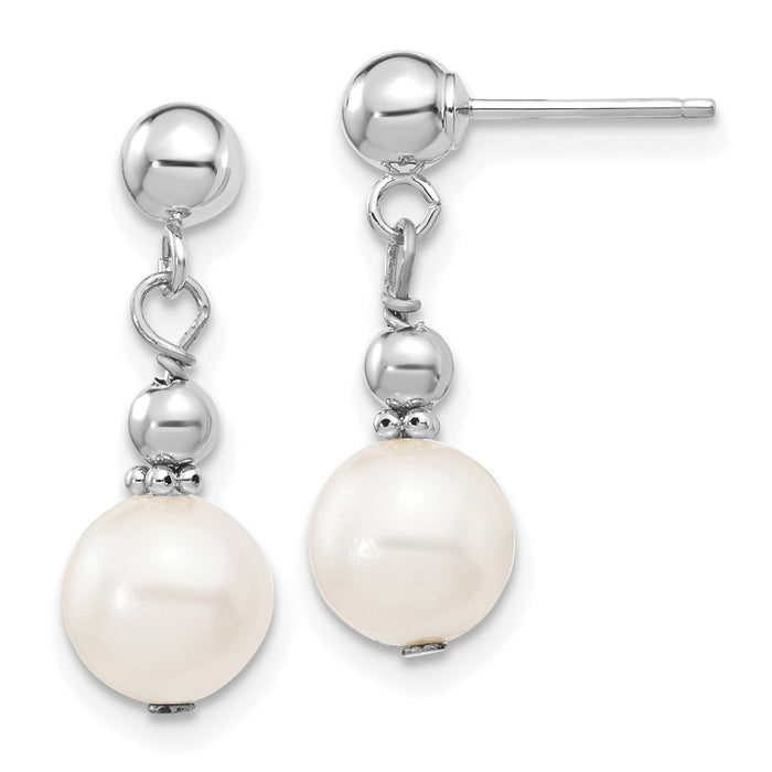 Shop Stylish 14K White Gold Dangle Earrings with 7-8mm Freshwater Pearls-1