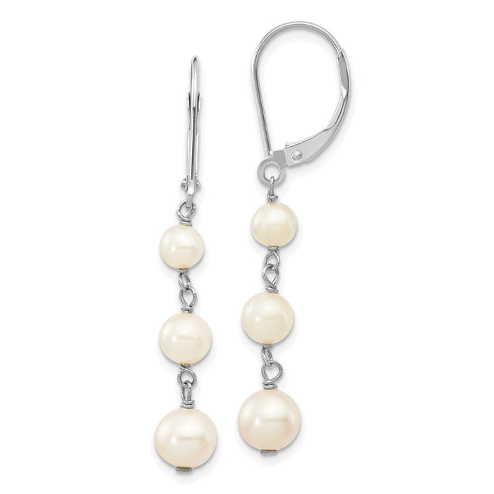 Shop Exclusive 14K White Gold Leverback Earrings with 4-6mm Cultured Pearls-1