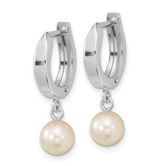 Exclusive 14K White Gold Dangle Hoop Earrings with 6-7mm Akoya Pearls