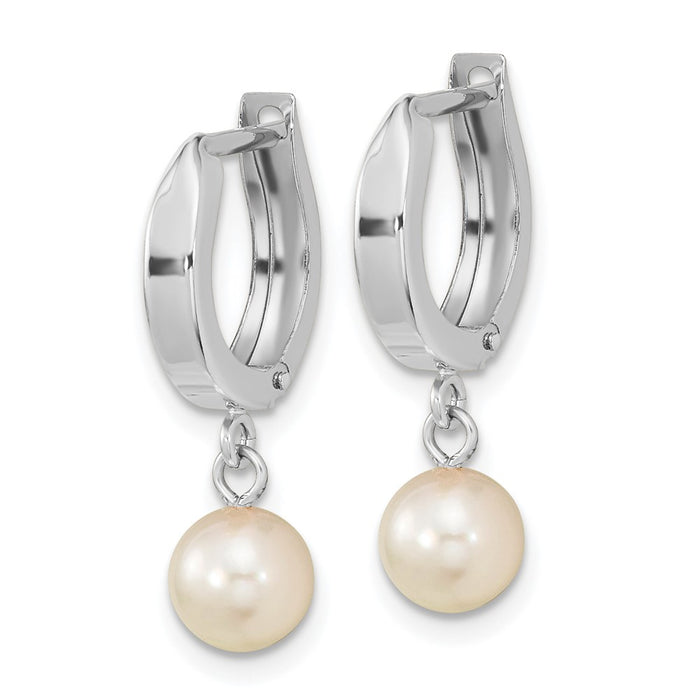Exclusive 14K White Gold Dangle Hoop Earrings with 6-7mm Akoya Pearls-2
