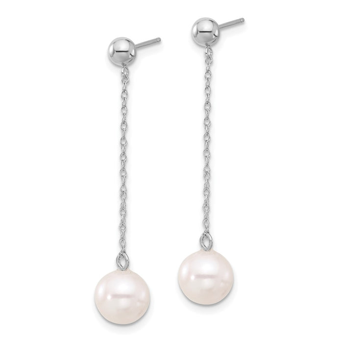 Exclusive 14K White Gold 7-8mm Freshwater Pearl Dangle Earrings - Stylish Value!-2