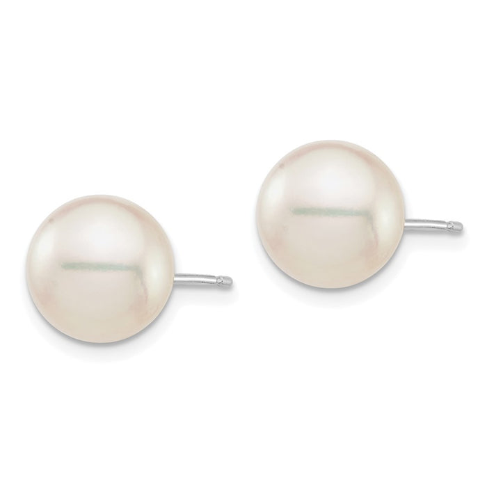 Shop Stylish 14K White Gold Akoya Pearl Earrings - 9-10mm Luxury Design-2