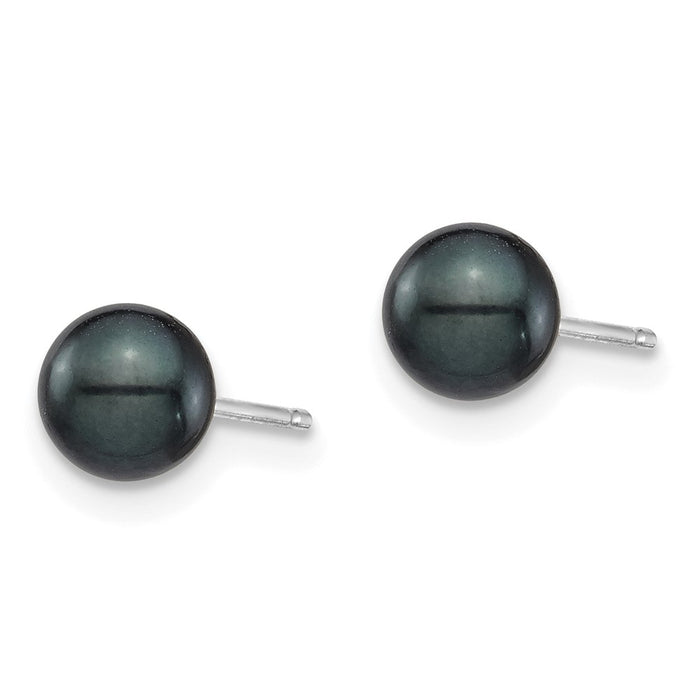 Shop Stylish 14K White Gold Black Round Akoya Earrings - 5-6mm Value!-2