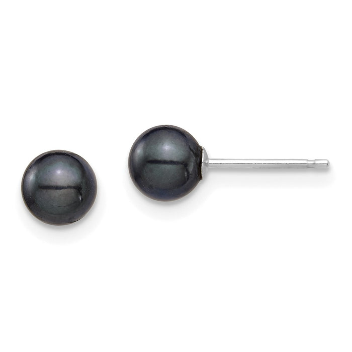 Shop Stylish 14K White Gold Black Round Akoya Earrings - 5-6mm Value!-1