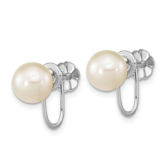 Shop Luxury 14K White Gold Non-Pierced Earrings with 7-8mm Freshwater Pearls