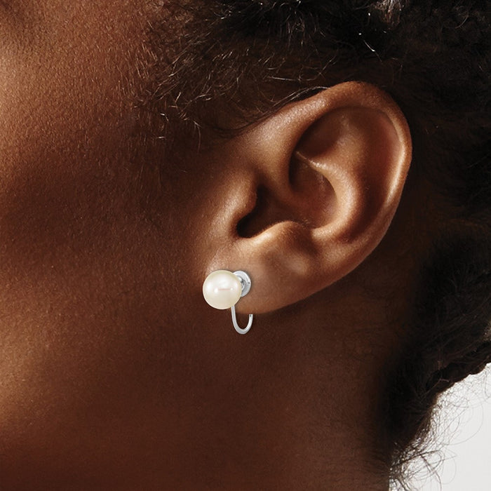 Shop Luxury 14K White Gold Non-Pierced Earrings with 7-8mm Freshwater Pearls-3