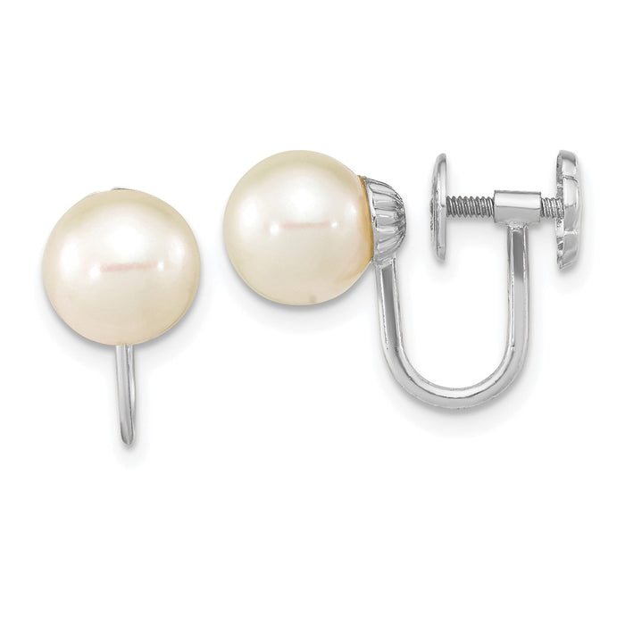 Shop Luxury 14K White Gold Non-Pierced Earrings with 7-8mm Freshwater Pearls-1
