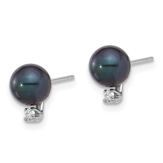 Shop Exclusive 14K White Gold Akoya Pearl Earrings - 6-7mm, 0.06ct Diamonds, Stylish
