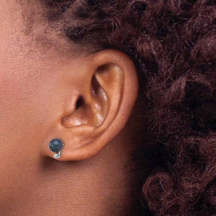 Shop Exclusive 14K White Gold Akoya Pearl Earrings - 6-7mm, 0.06ct Diamonds, Stylish-3