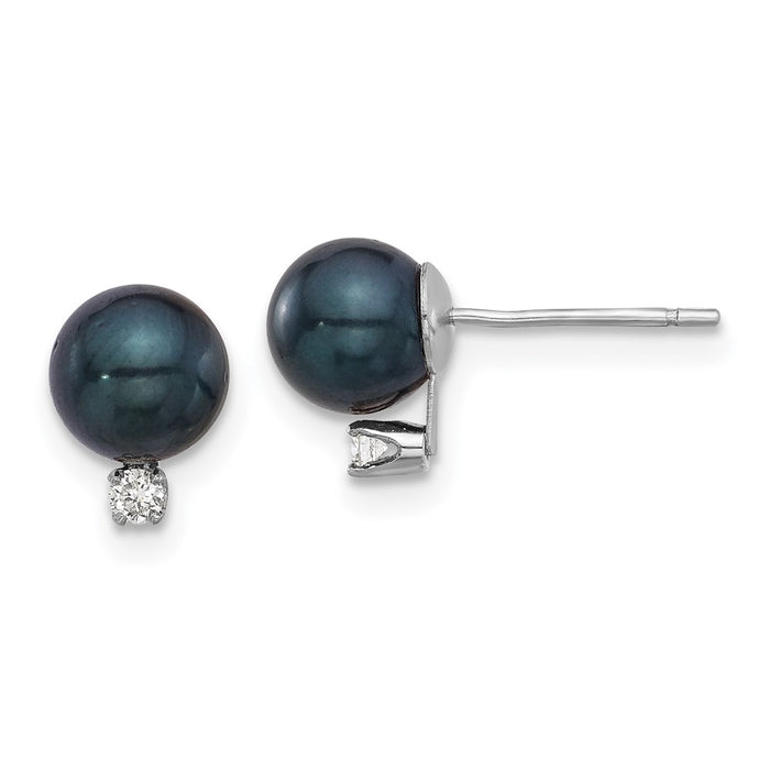 Shop Exclusive 14K White Gold Akoya Pearl Earrings - 6-7mm, 0.06ct Diamonds, Stylish-1