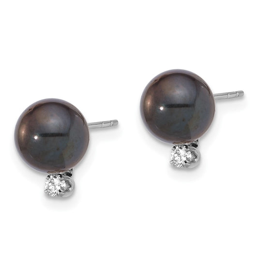 High-Quality 14K Gold Pearl Earrings - 7-8mm, 0.10 Carat Diamonds, Stylish Value