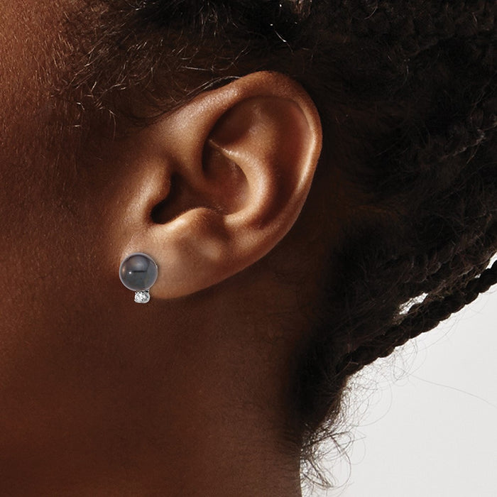 High-Quality 14K Gold Pearl Earrings - 7-8mm, 0.10 Carat Diamonds, Stylish Value-3