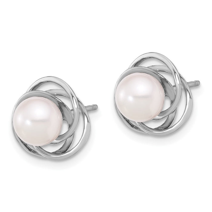 Shop Stylish 14K White Gold Akoya Pearl Earrings - 6-7mm, Luxury Value!-2