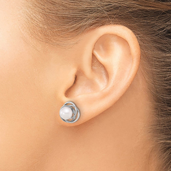 Shop Stylish 14K White Gold Akoya Pearl Earrings - 6-7mm, Luxury Value!-3