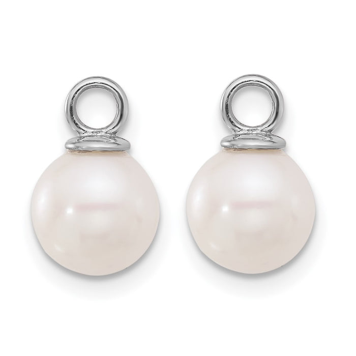 Buy Exclusive 14K White Gold Dangle Hoop Earrings with 7-8mm Pearls - Stylish Value!-7