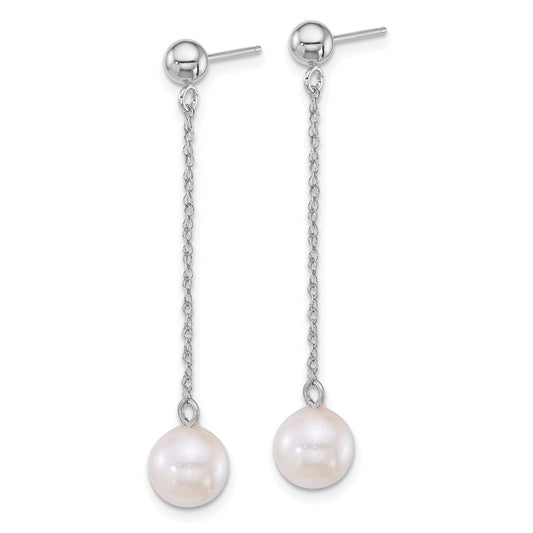 Shop Stylish 14K White Gold Dangle Earrings with 6.5-7mm Akoya Pearls