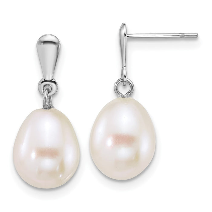 Buy Exclusive 14K White Gold Dangle Earrings with 8-9mm Freshwater Pearls-1