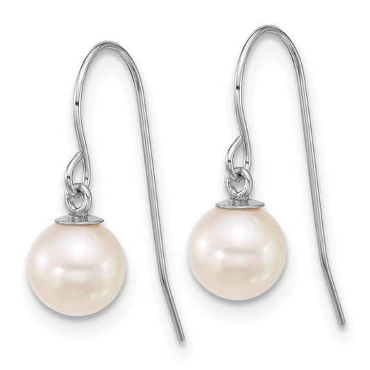 High-Quality 14K White Gold Dangle Earrings with 6-7mm Pearls | Stylish Value!