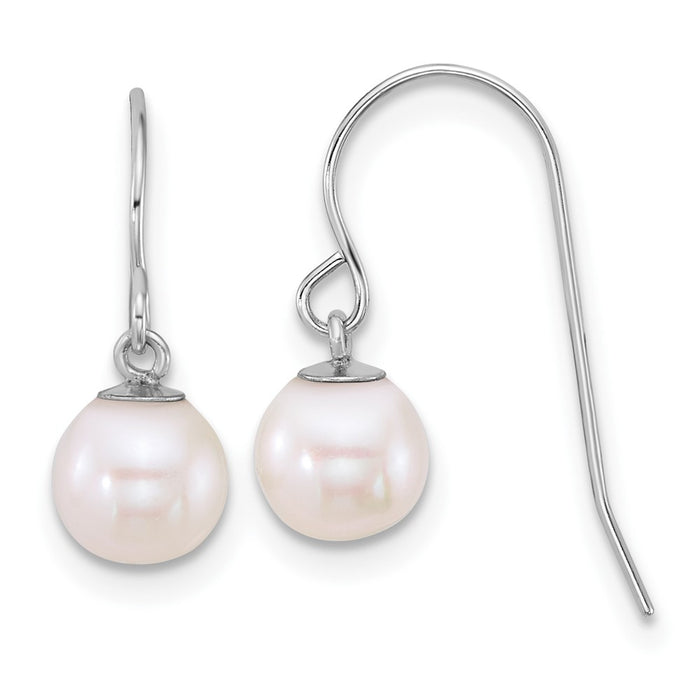 High-Quality 14K White Gold Dangle Earrings with 6-7mm Pearls | Stylish Value!-1