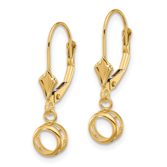 High-Quality 14K Gold 5mm Round Leverback Earring Settings - Affordable Luxury-2