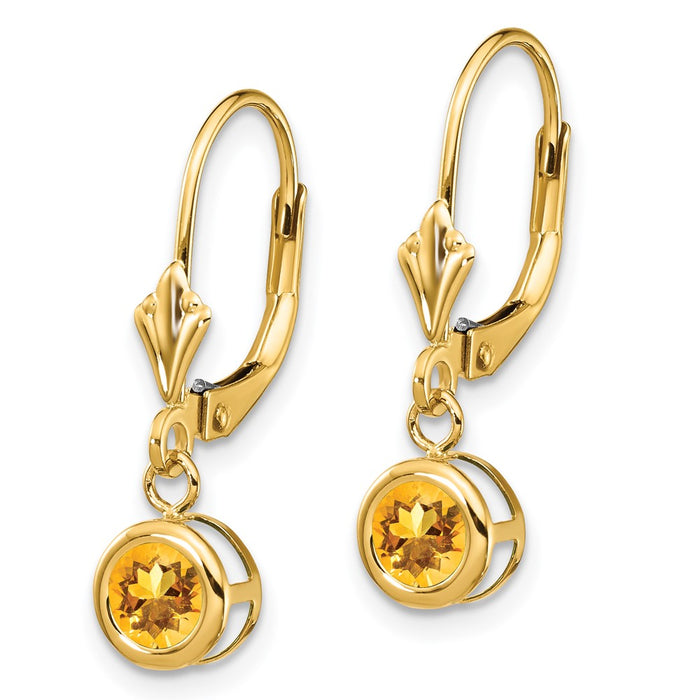 Shop Stylish 14k Gold Round Citrine Leverback Earrings - Exclusive Value!-2