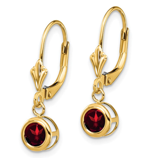Exclusive 14K Gold 5mm Garnet Leverback Earrings - Affordable Luxury Style