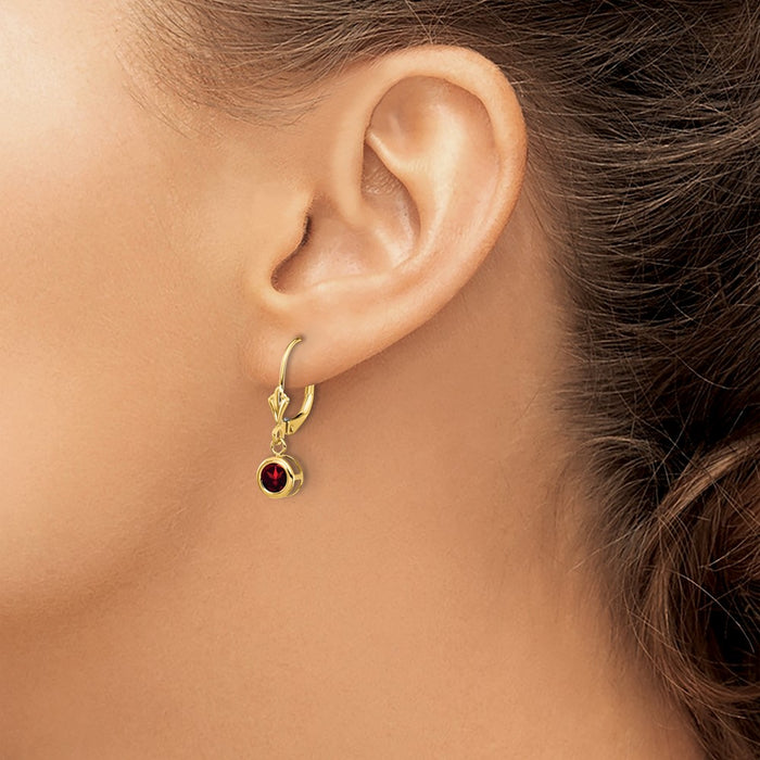 Exclusive 14K Gold 5mm Garnet Leverback Earrings - Affordable Luxury Style-3