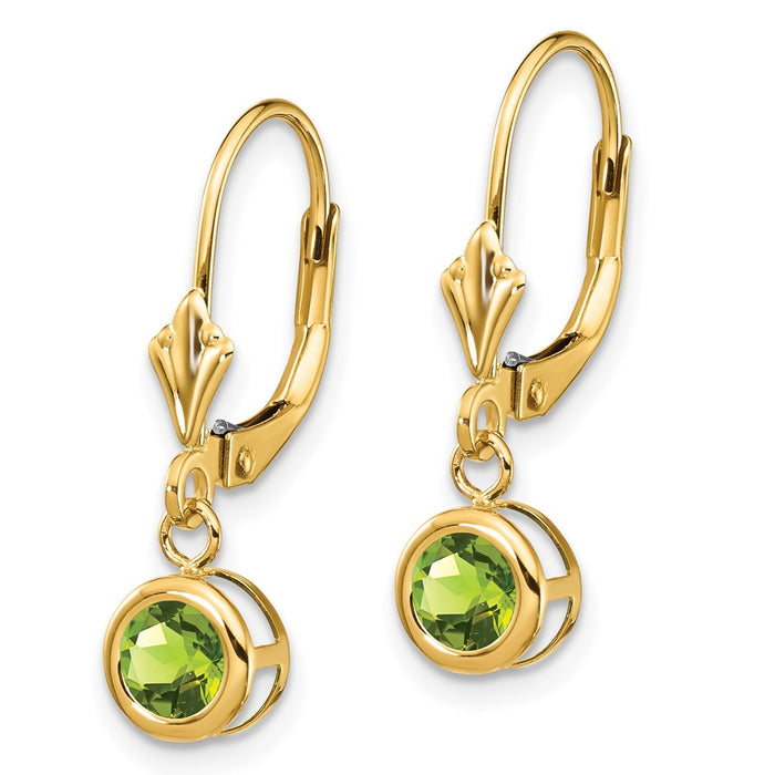 Buy Exclusive 14K Gold 5mm Peridot Leverback Earrings - Affordable Luxury!-2