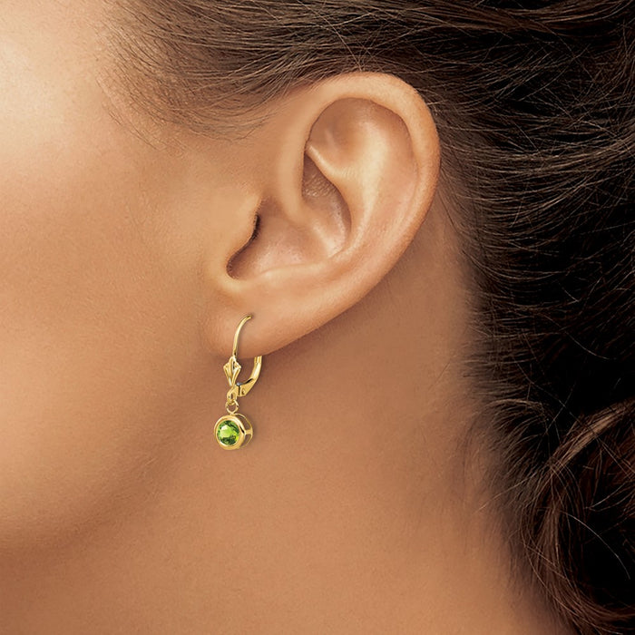 Buy Exclusive 14K Gold 5mm Peridot Leverback Earrings - Affordable Luxury!-3