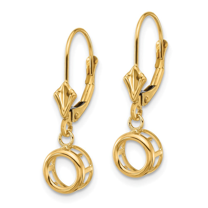High-Quality 14K Gold 6mm Round Leverback Earring Settings - Stylish Value!-2
