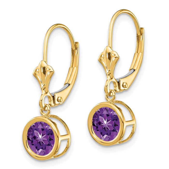 Exclusive 14K Gold 6mm Amethyst Leverback Earrings - Stylish & Affordable!-2