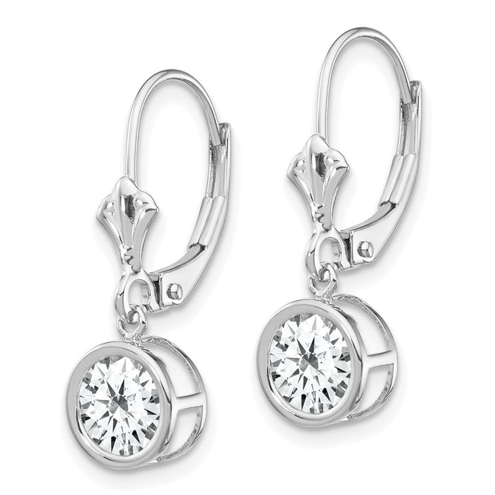 Shop Stylish 14K White Gold 6mm Cubic Zirconia Leverback Earrings - Affordable Luxury-2